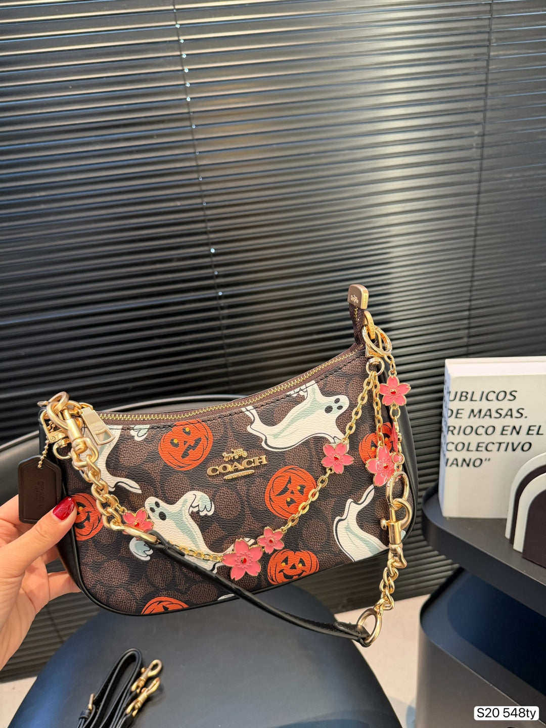 Spooky Pumpkin Monogram Shoulder Bag