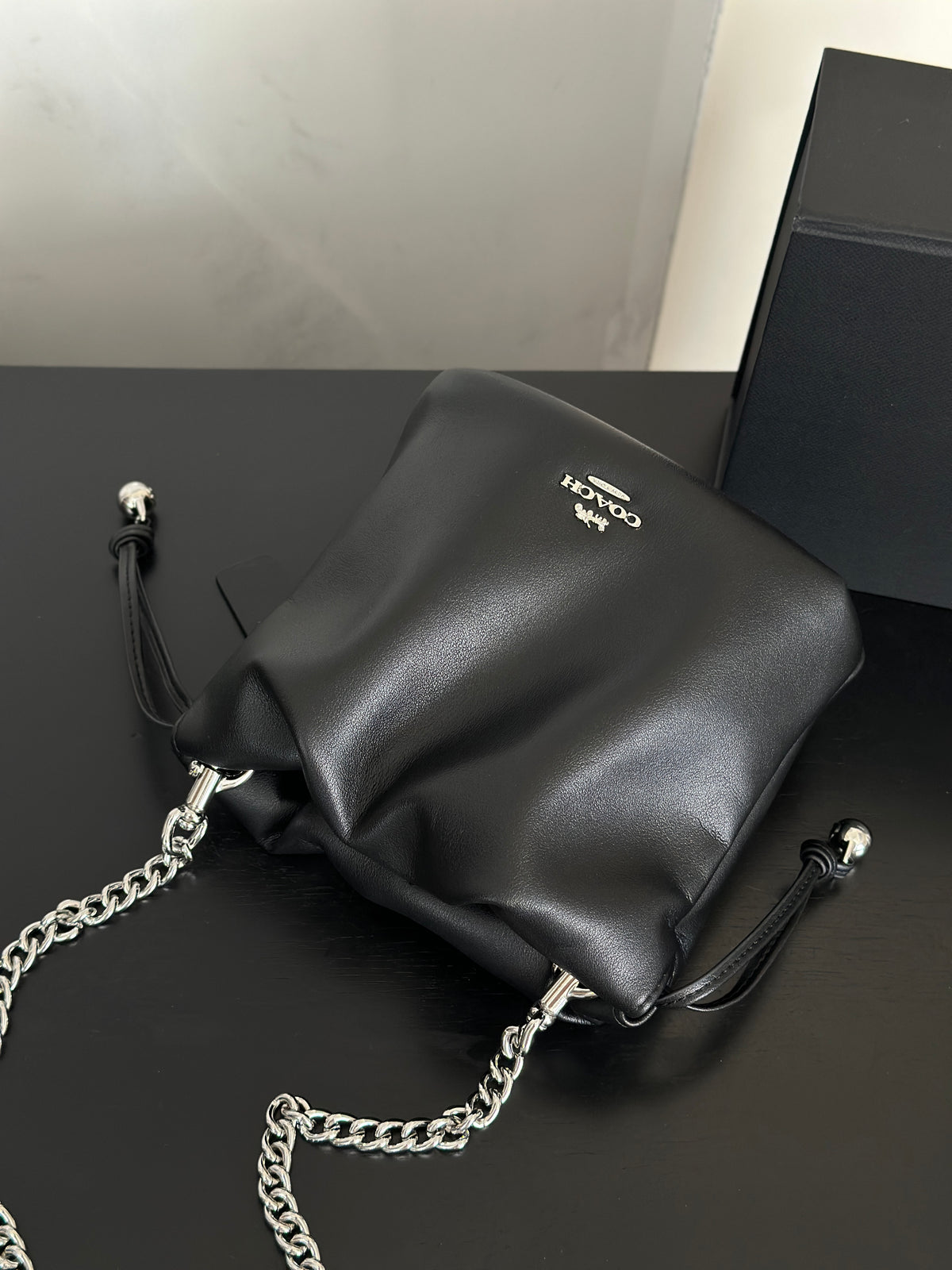 Women's Faye Leather Mini Drawstring Bucket Crossbody Bag