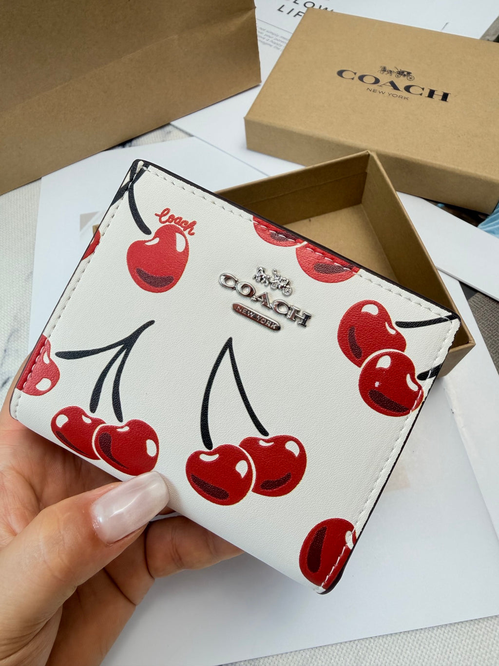 Monogram Cat Print Compact Wallet & Card Holder
