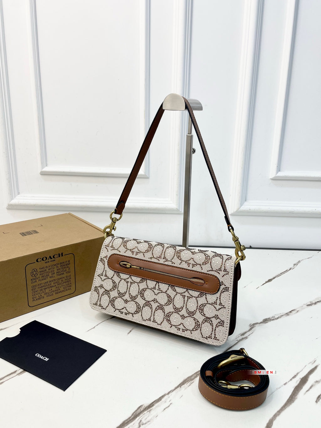Crystal Embellished Monogram Flap Shoulder Bag