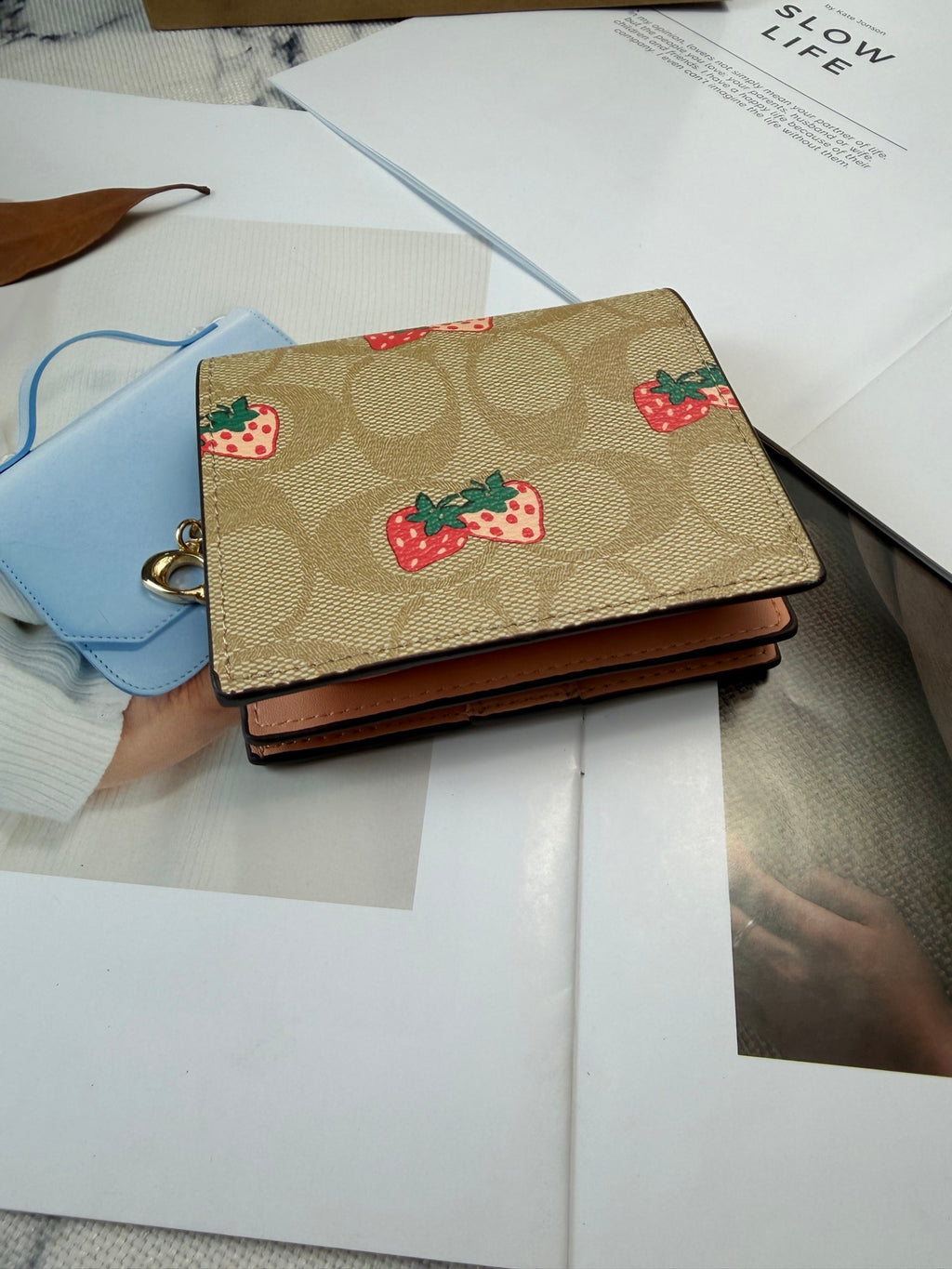 Monogram Cat Print Compact Wallet & Card Holder