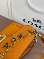 Suede Flap Shoulder Bag with Rainbow Charm Chain – Vintage Buckle Bag