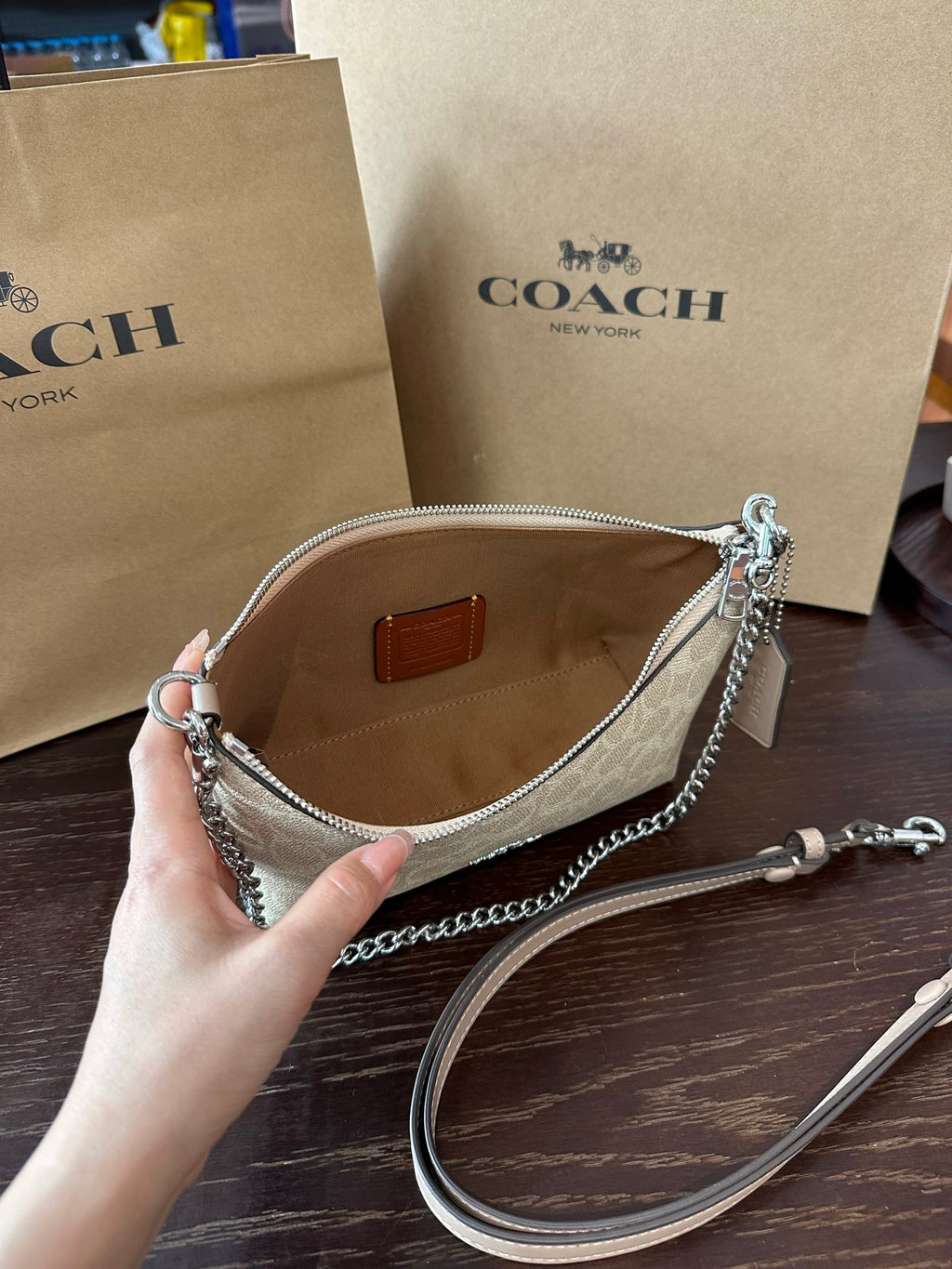 Luxury Signature Monogram Baguette Convertible Chain Shoulder Bag