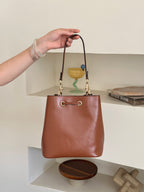 Soft Leather Drawstring Bucket Bag – Everyday Shoulder Bag