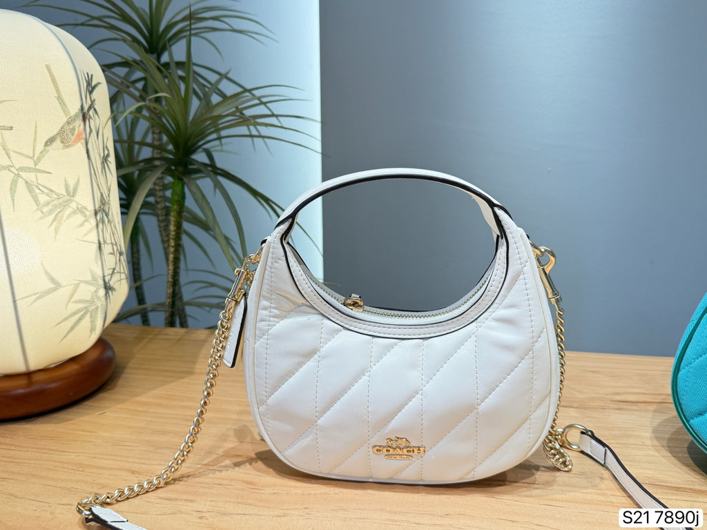 Quilted Mini Crescent Shoulder Bag