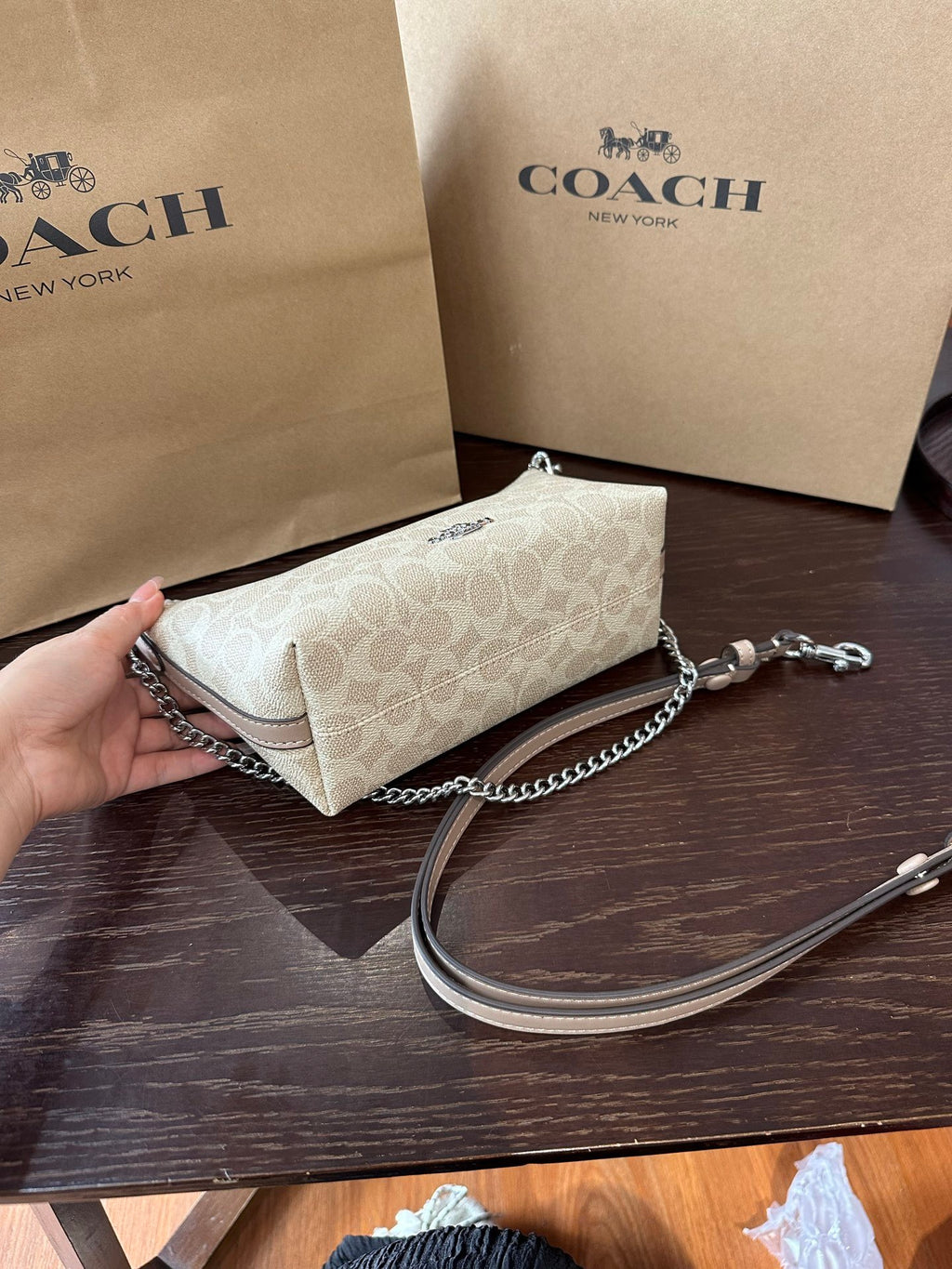 Luxury Signature Monogram Baguette Convertible Chain Shoulder Bag