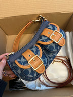Vintage-Inspired Signature Monogram Baguette Shoulder Bag
