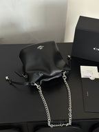 Women's Faye Leather Mini Drawstring Bucket Crossbody Bag