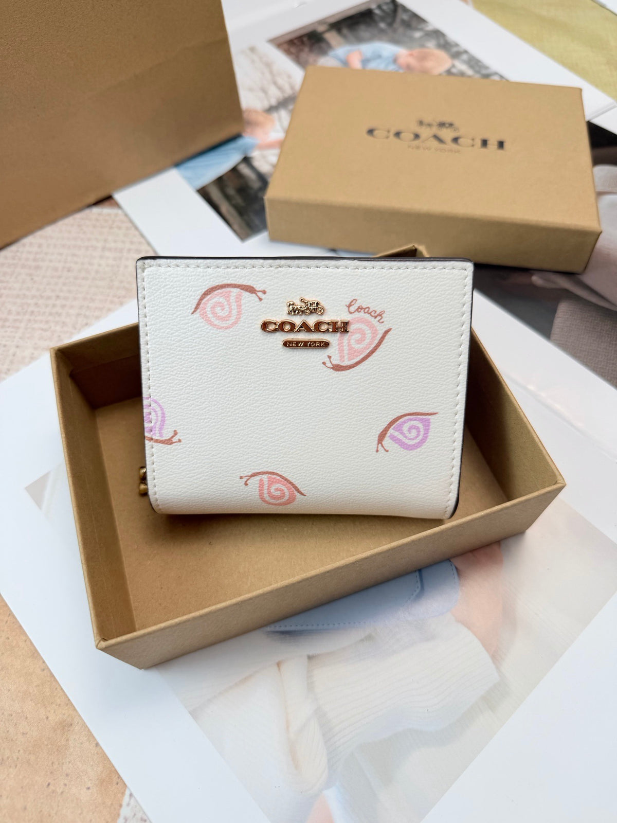 Monogram Cat Print Compact Wallet & Card Holder