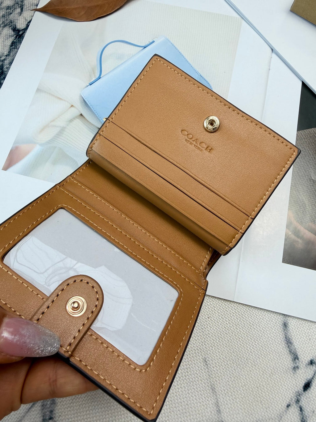 Monogram Cat Print Compact Wallet & Card Holder