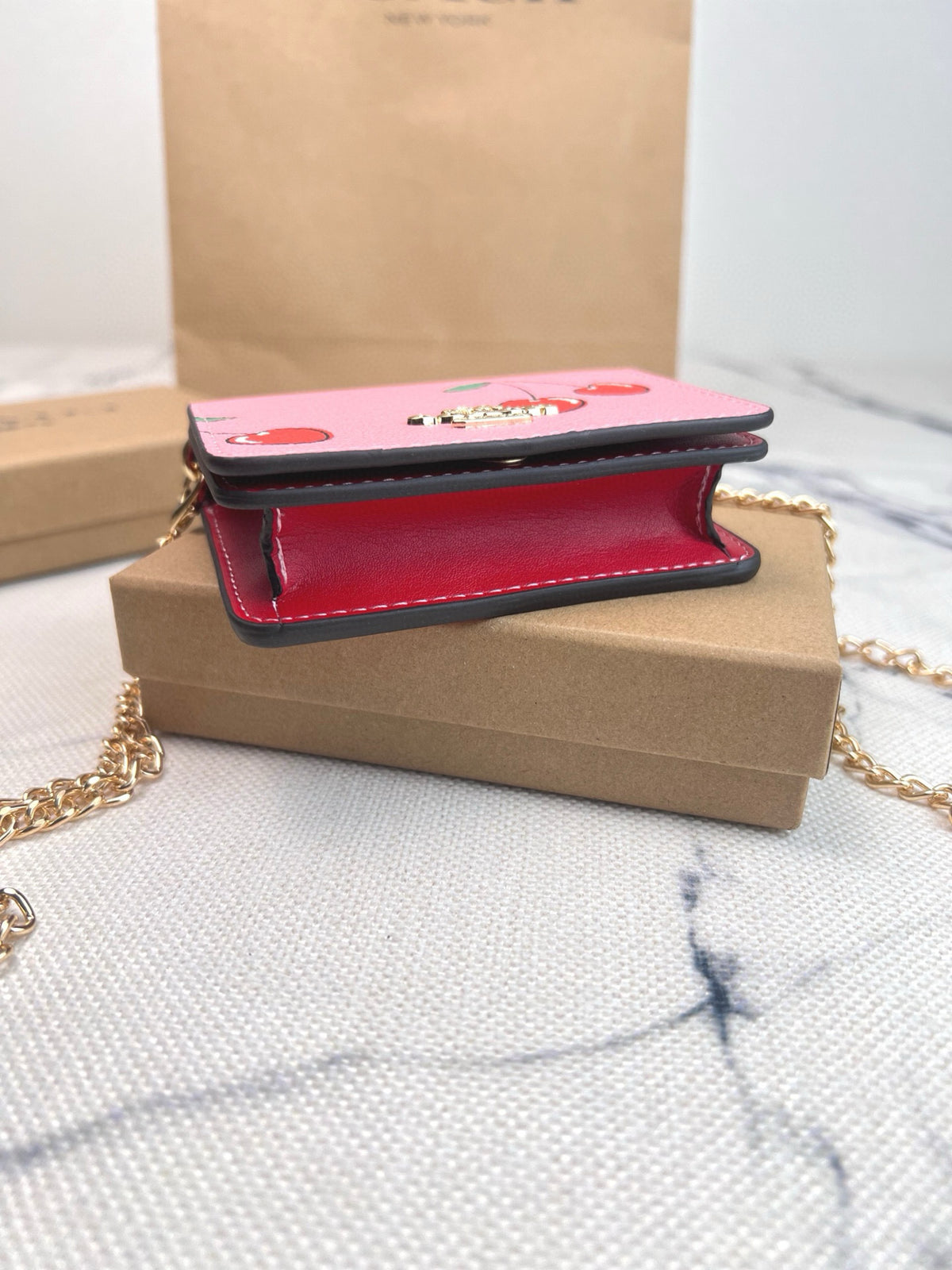 Floral Cherry Print Chain Wallet