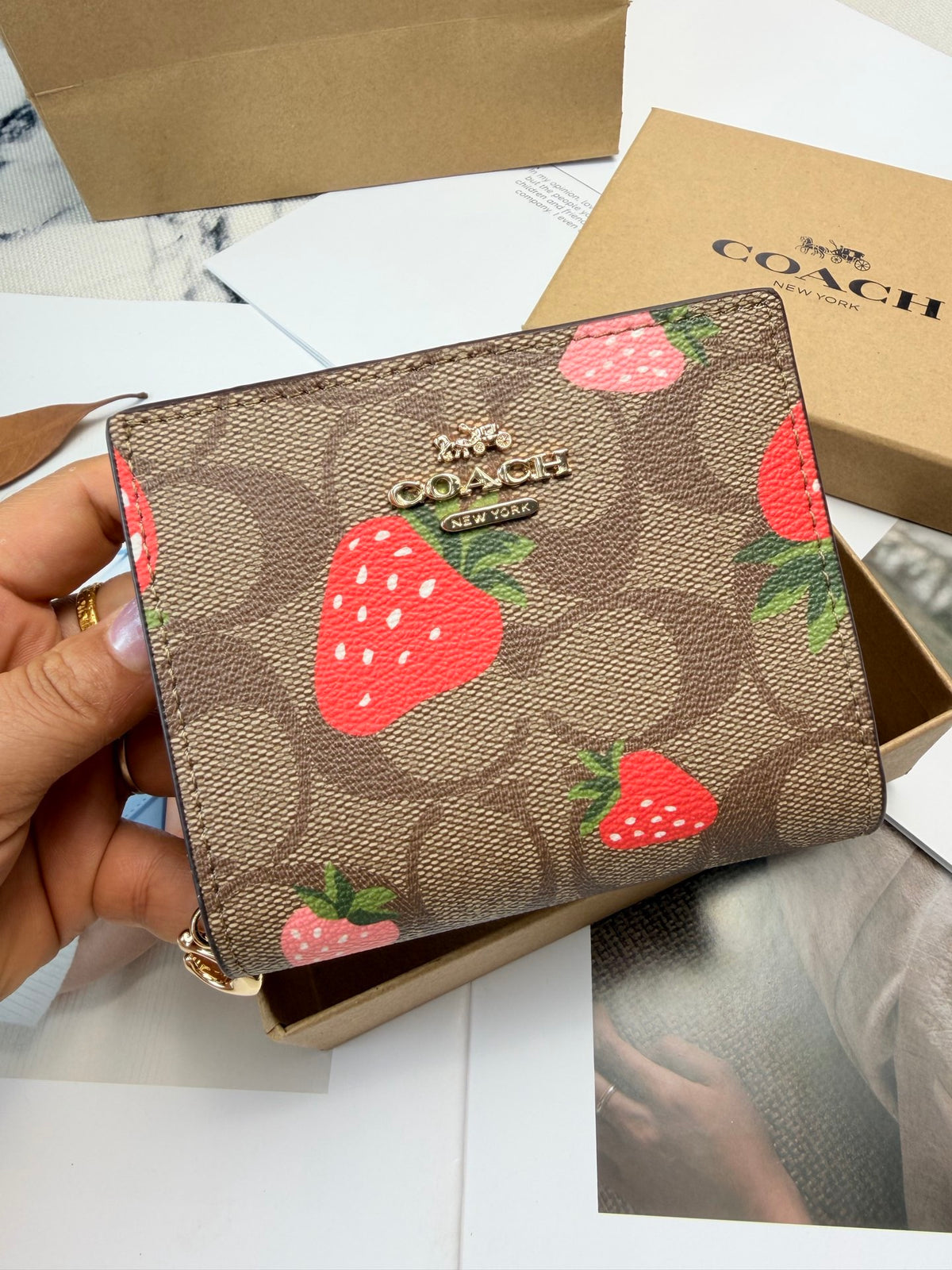 Monogram Cat Print Compact Wallet & Card Holder