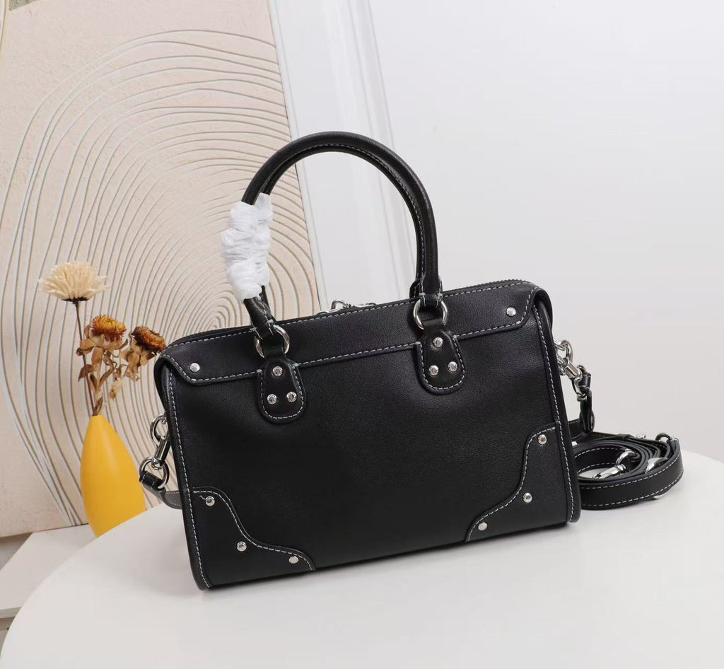 Structured Satchel Handbag with Top Handle and Crossbody Strap