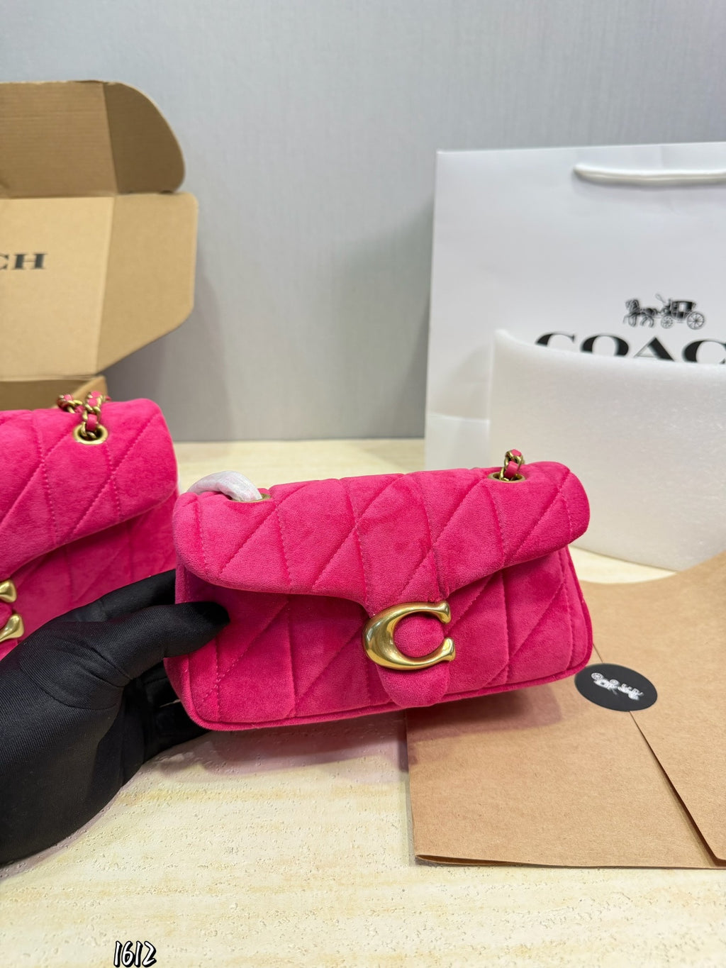 Quilted Plush Flap Chain Shoulder Bag - Fuchsia Pink