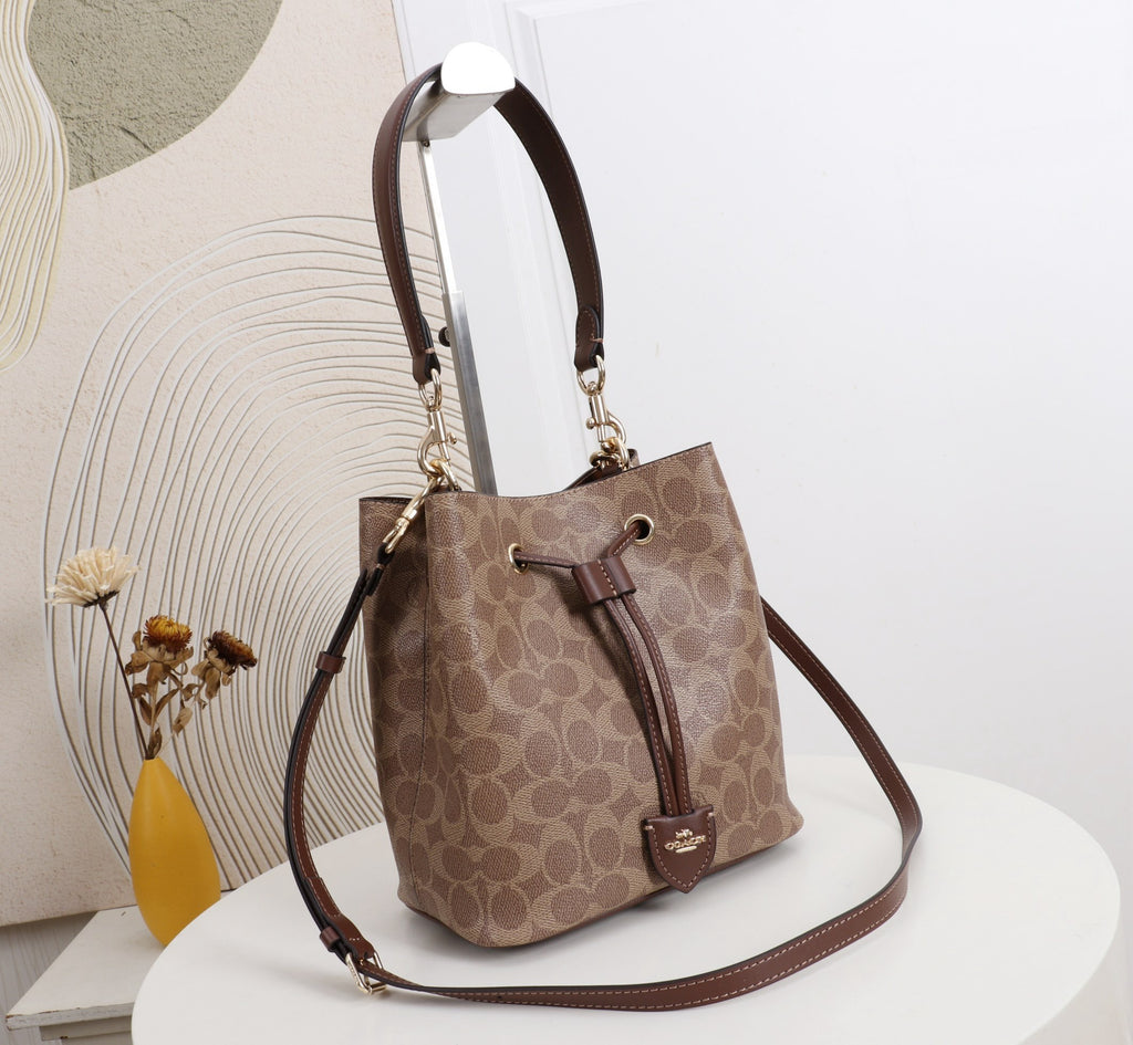 Signature Monogram Drawstring Bucket Bag | Crossbody & Shoulder Edition