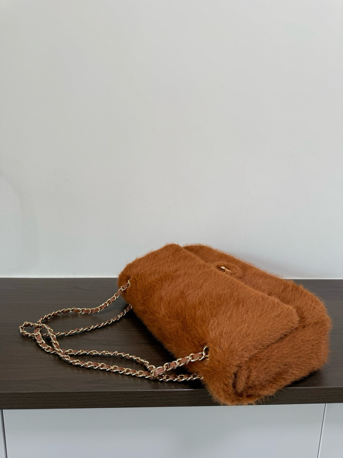Women’s Faux Fur Maxi Flap Shoulder Bag – Elegant Plush Handbag