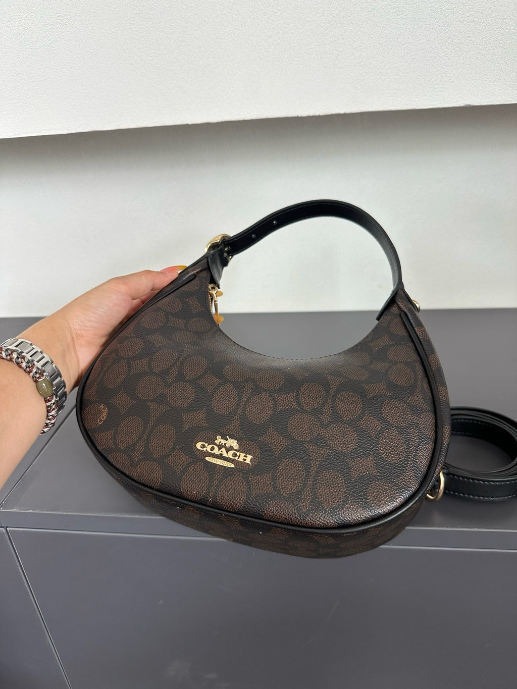Luxury Signature Monogram Crescent Hobo Shoulder Bag✨