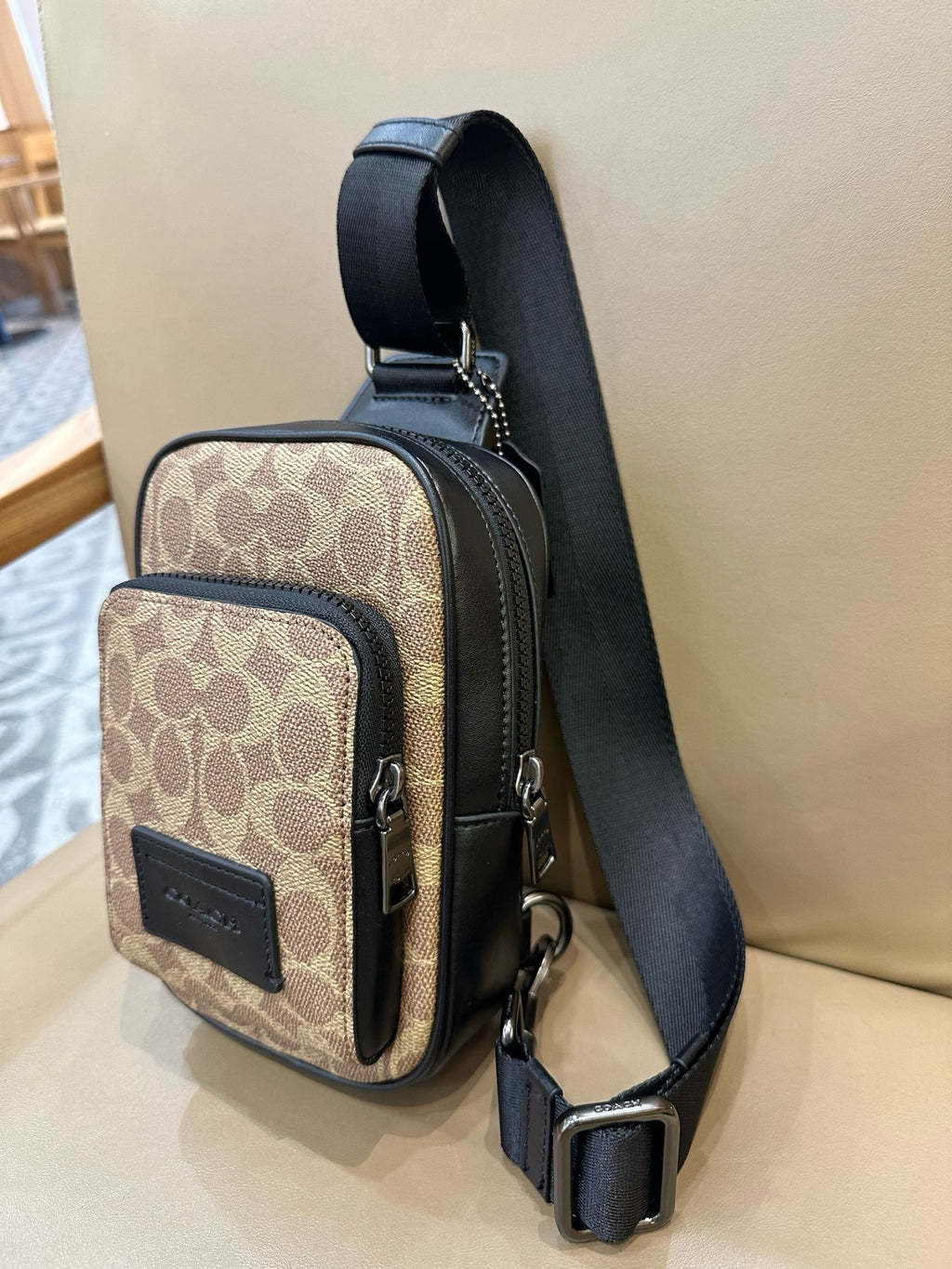 Signature Monogram Leather Sling Crossbody Bag
