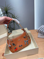 Teri Printed Leather Crescent Shoulder Bag & Crossbody