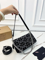 Crystal Embellished Monogram Flap Shoulder Bag