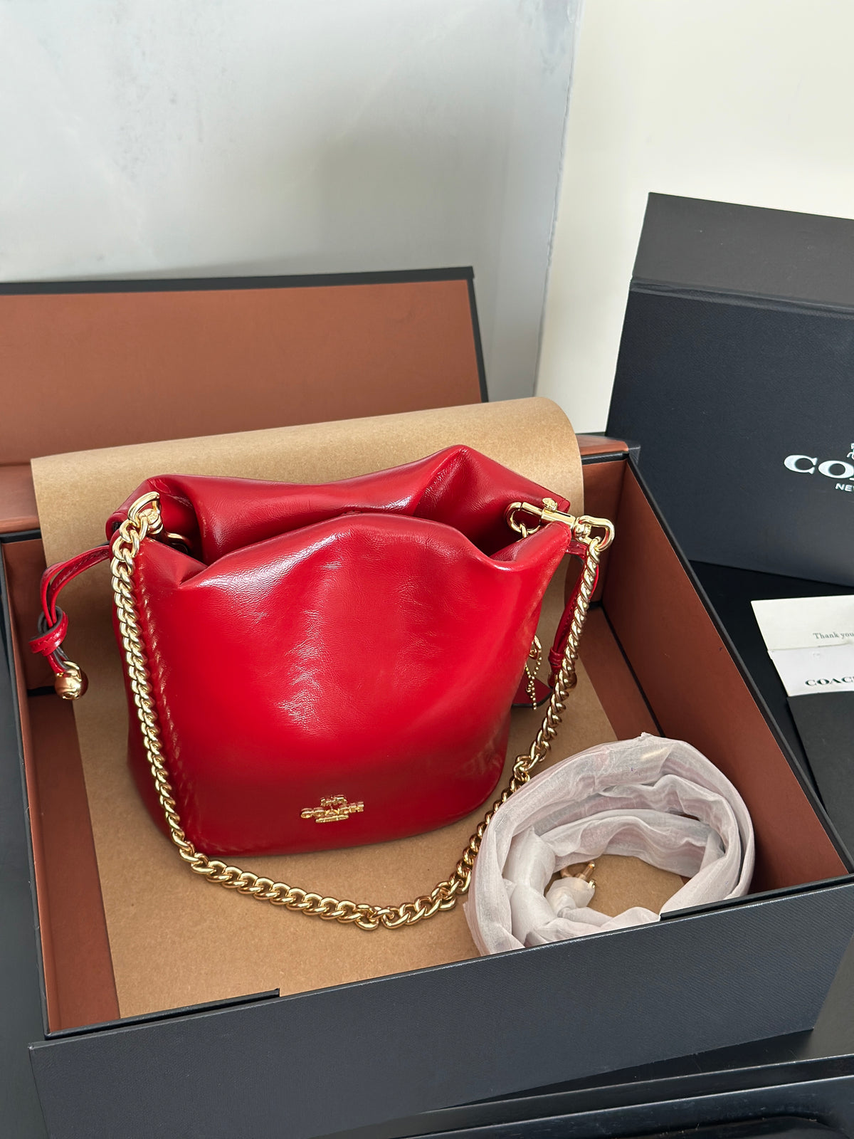 Women's Faye Leather Mini Drawstring Bucket Crossbody Bag