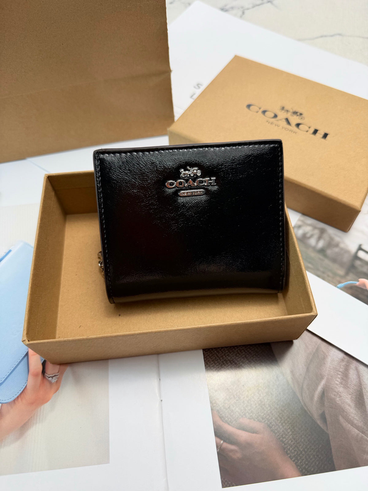 Monogram Cat Print Compact Wallet & Card Holder