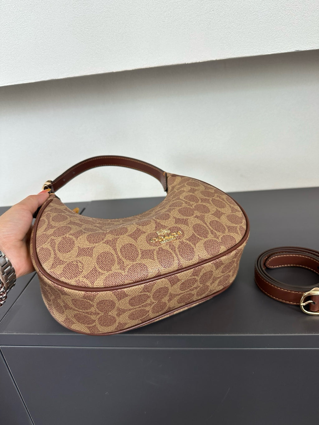 Luxury Signature Monogram Crescent Hobo Shoulder Bag✨