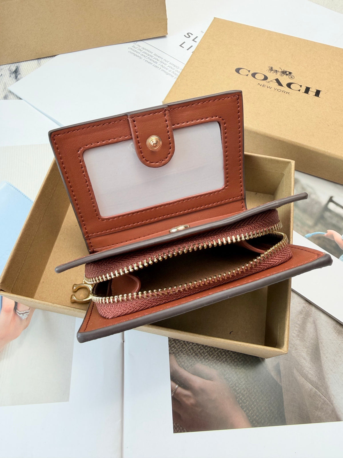 Monogram Cat Print Compact Wallet & Card Holder