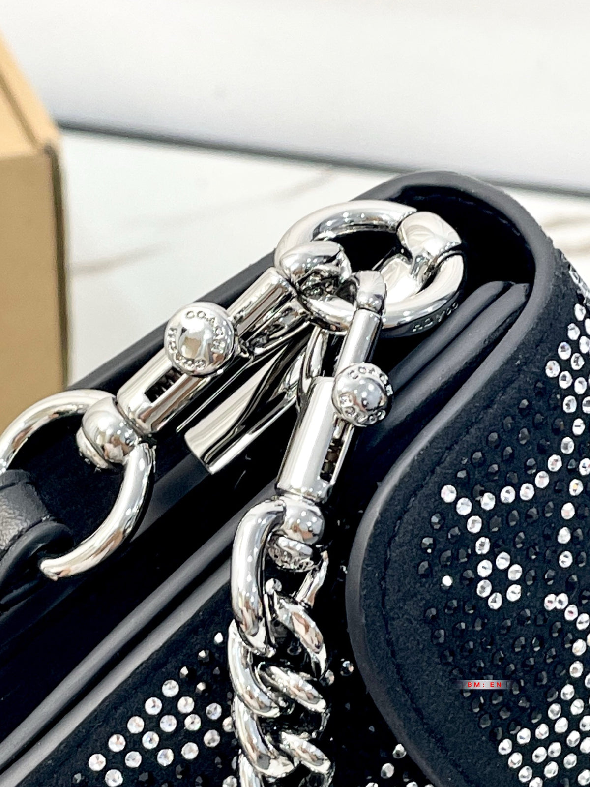 Crystal Embellished Monogram Flap Shoulder Bag