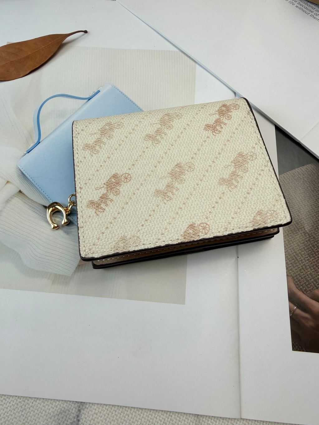 Monogram Cat Print Compact Wallet & Card Holder