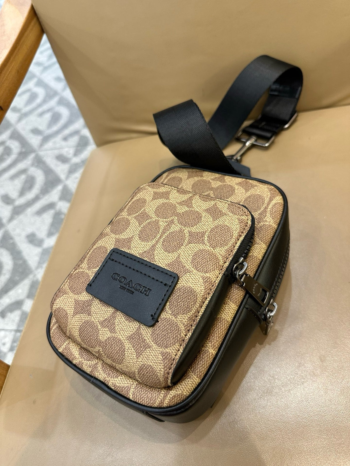 Signature Monogram Leather Sling Crossbody Bag