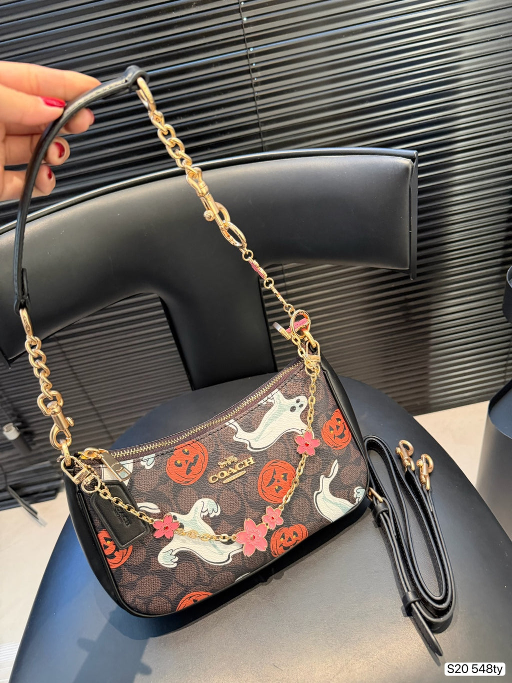 Spooky Pumpkin Monogram Shoulder Bag