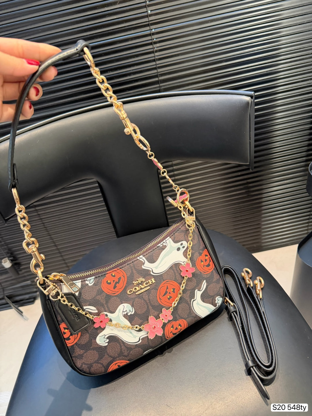 Spooky Pumpkin Monogram Shoulder Bag