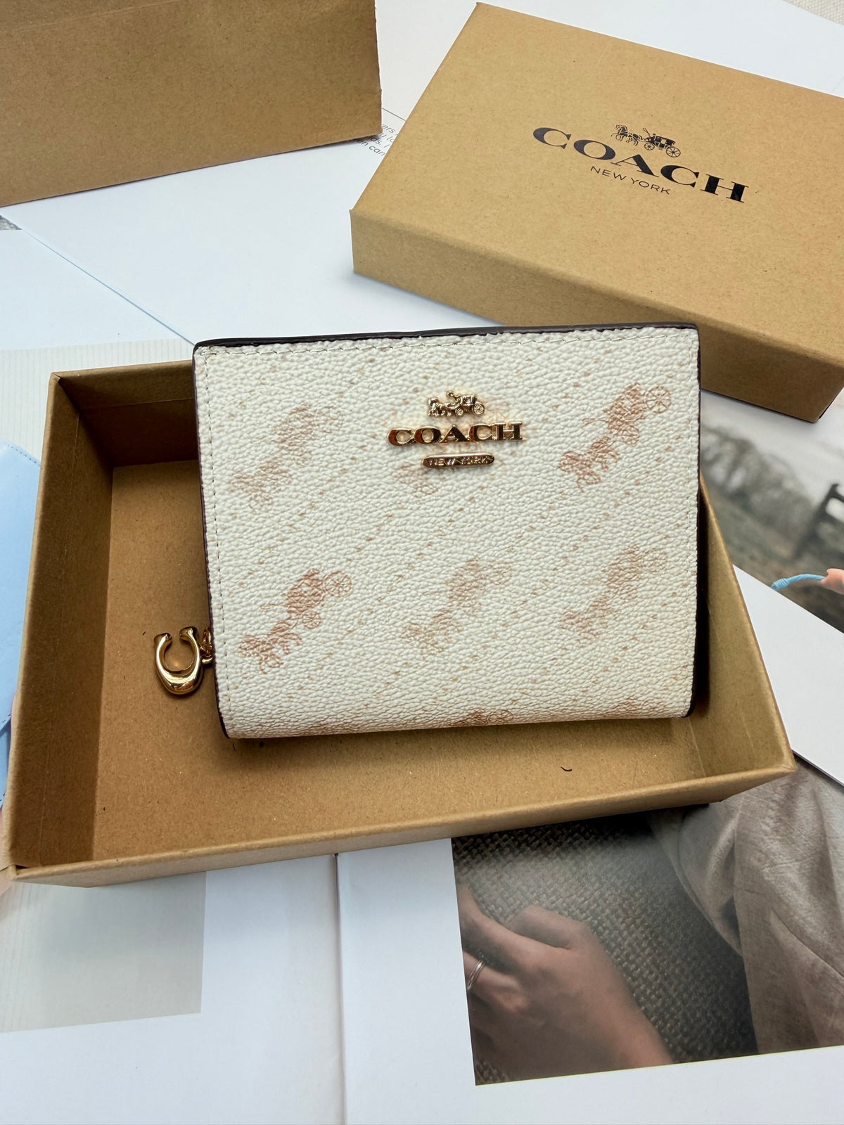 Monogram Cat Print Compact Wallet & Card Holder