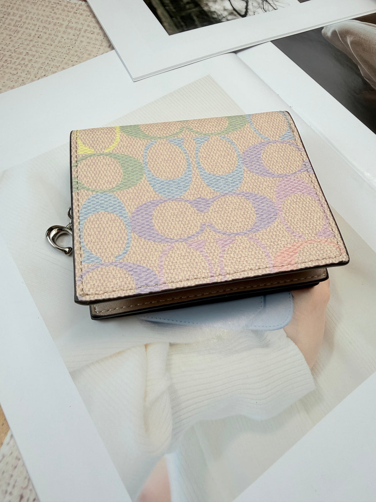 Monogram Cat Print Compact Wallet & Card Holder