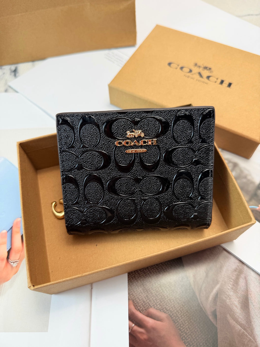 Monogram Cat Print Compact Wallet & Card Holder
