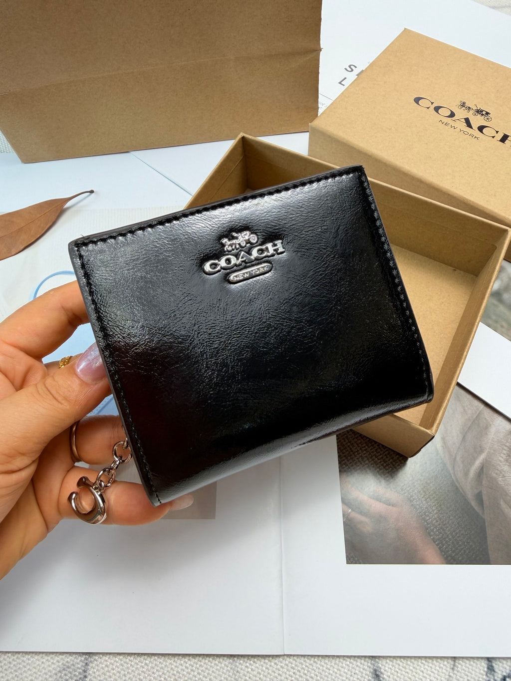 Monogram Cat Print Compact Wallet & Card Holder