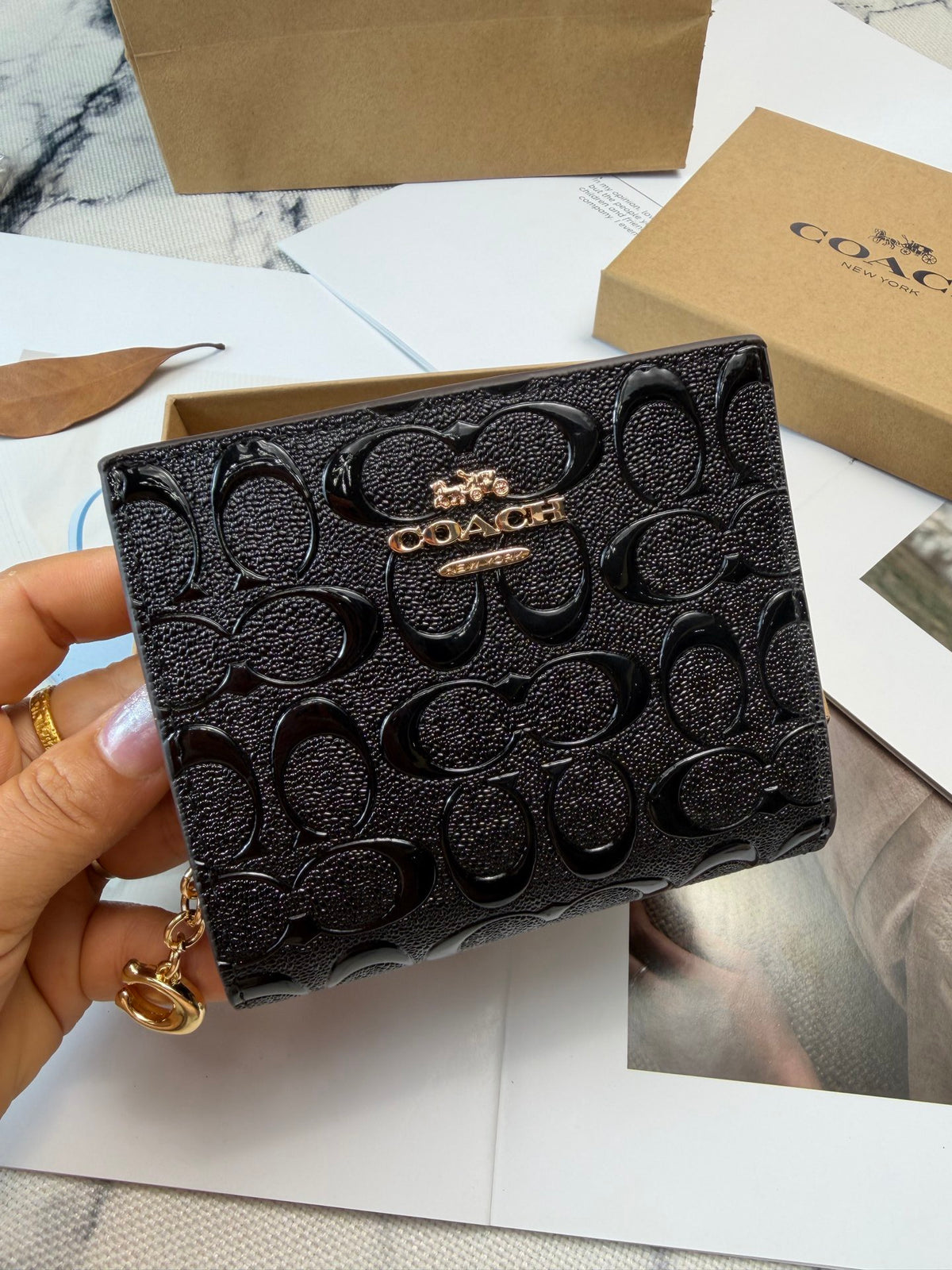 Monogram Cat Print Compact Wallet & Card Holder