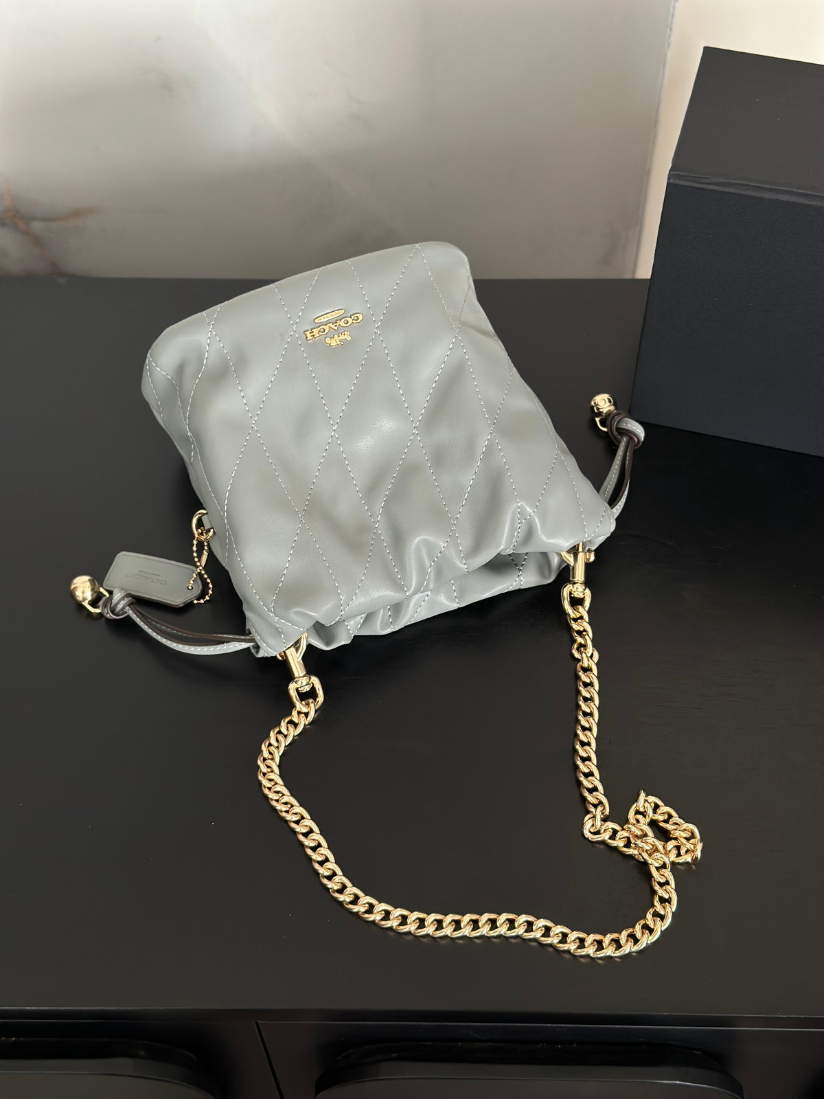 Women's Faye Leather Mini Drawstring Bucket Crossbody Bag