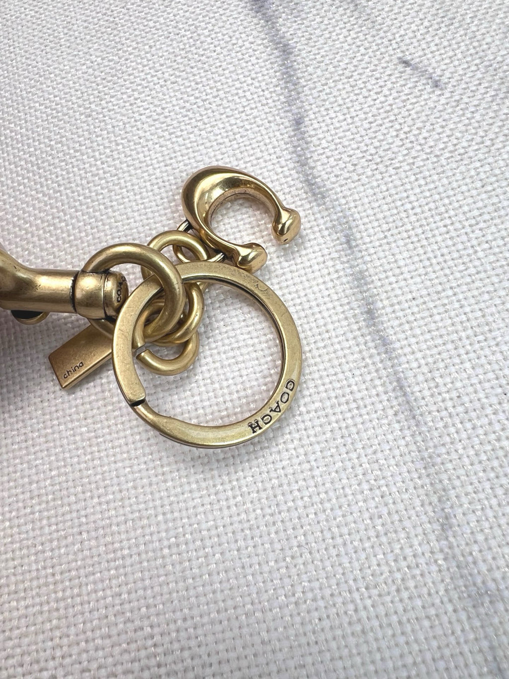 Gold-Tone Signature Letter Bag Charm Keychain