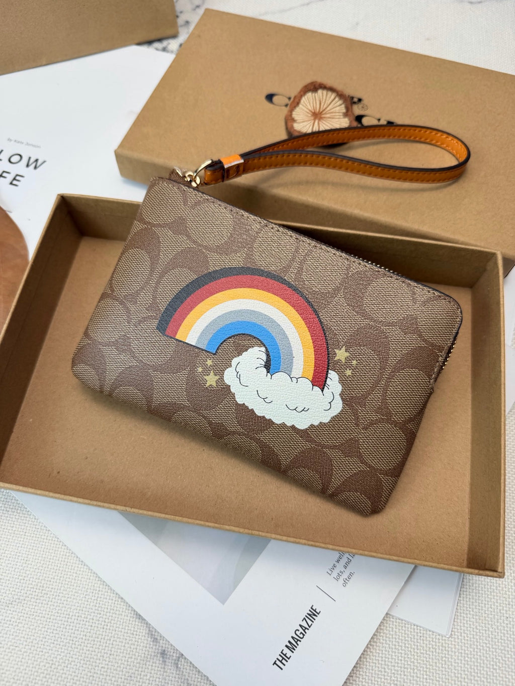 Rainbow Embroidered Monogram Wristlet Clutch – Zip Pouch