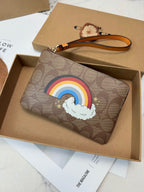 Rainbow Embroidered Monogram Wristlet Clutch – Zip Pouch