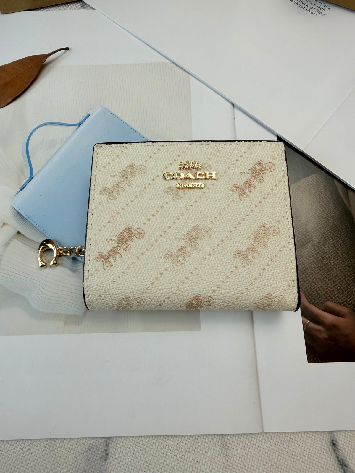 Monogram Cat Print Compact Wallet & Card Holder