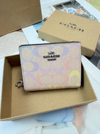 Monogram Cat Print Compact Wallet & Card Holder