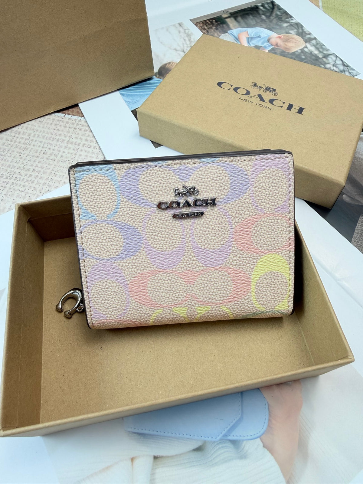 Monogram Cat Print Compact Wallet & Card Holder