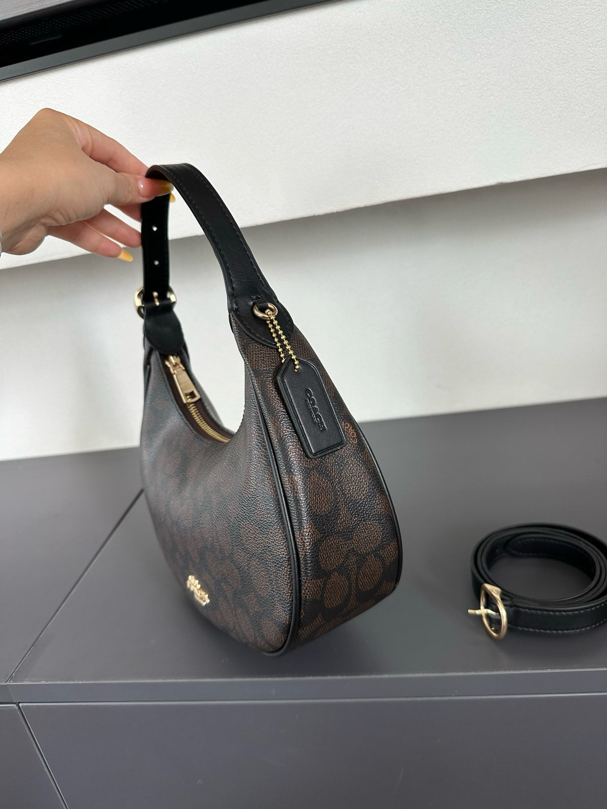 Luxury Signature Monogram Crescent Hobo Shoulder Bag✨