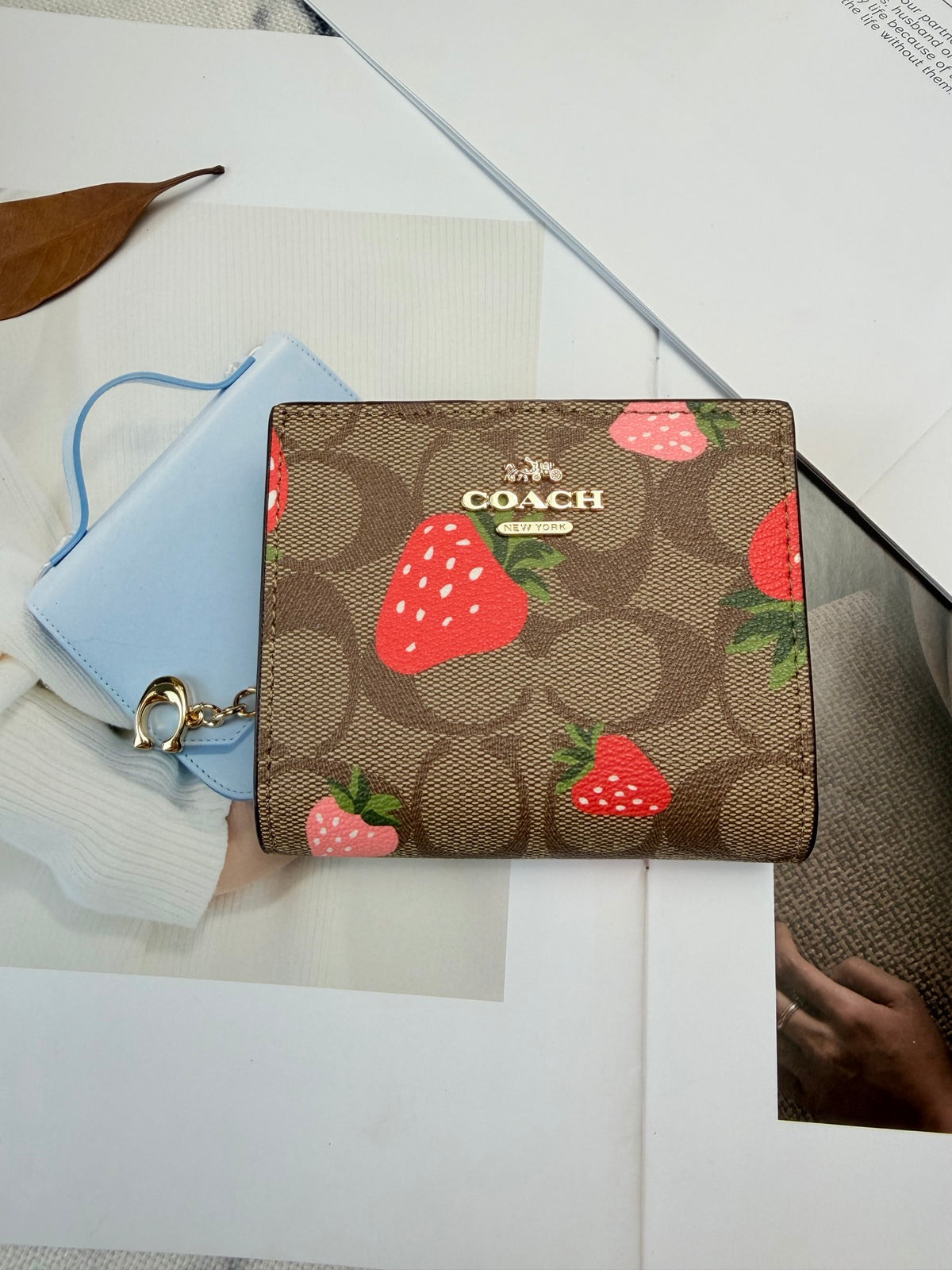 Monogram Cat Print Compact Wallet & Card Holder