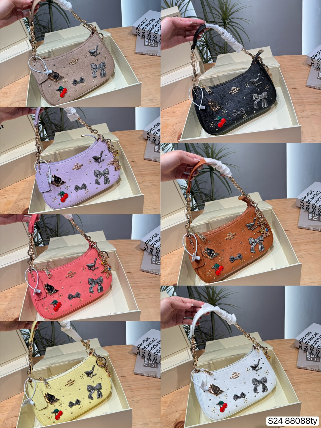 Teri Printed Leather Crescent Shoulder Bag & Crossbody