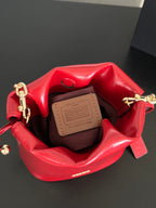 Women's Faye Leather Mini Drawstring Bucket Crossbody Bag