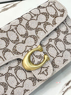 Crystal Embellished Monogram Flap Shoulder Bag